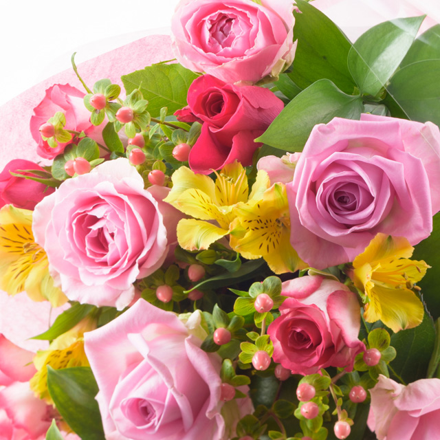 花束ワンサイド4300円a 生花 送料込み バラの花束 アレンジメントのギフト通販 にこにこバラ園